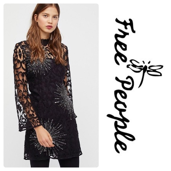 Free People Dresses & Skirts - New Free People Black Lace North Star Mini Dress